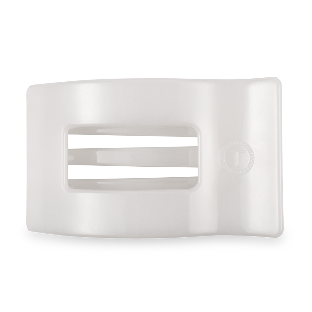 TELETIES - Flat Rectangle Hair Clip | Large | Coconut White