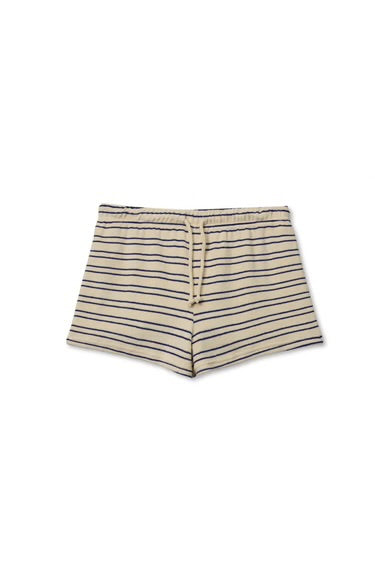perfectwhitetee - summer - loop terry shorts - cobalt/sugar stripe