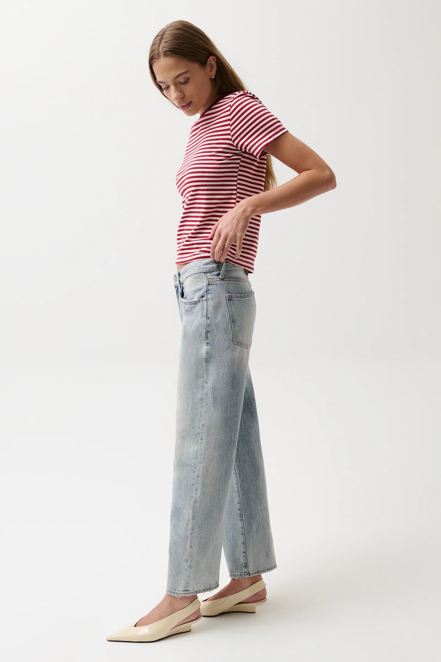 Pistola Lexi Mid-Rise Bowed Straight Jeans - Bowie