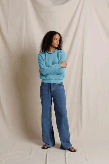 perfectwhitetee - ziggy inside out shrunken sweatshirt - milky blue