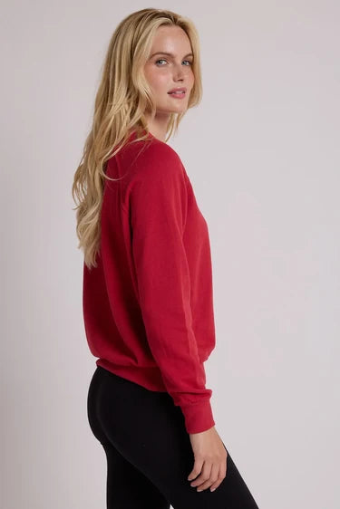 perfectwhitetee alexi french terry raglan crew sweatshirt - true red