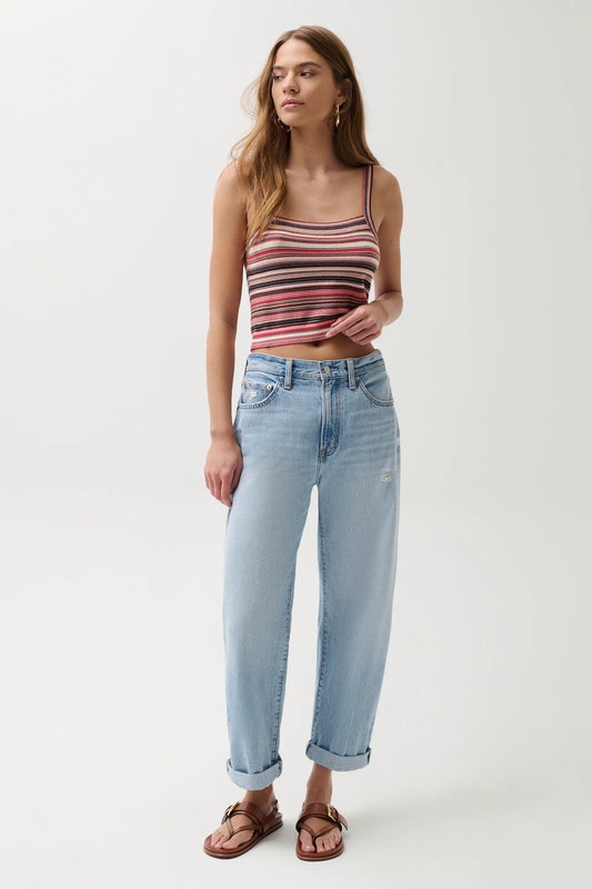 Pistola Donny Rolled Hem Boyfriend Jeans - Old Blues