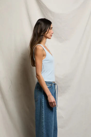 perfectwhitetee - blondie rib tank -  powder blue