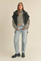 MIOU MUSE - TEDDY FABRIC UTILITY VEST JACKET