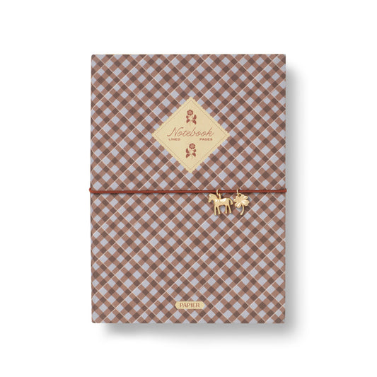 Papier - Fabric Lined Notebook, A5 Softcover - Petals & Plaid