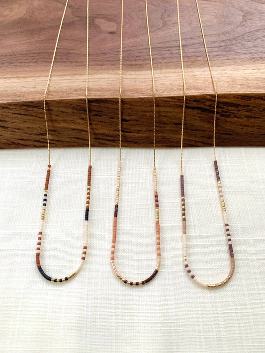 Ocean Breakup - Rich Neutral Seed Bead Necklace