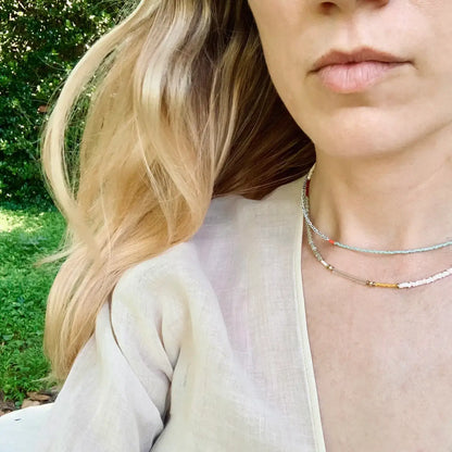 Alice Rise - Mosaic choker necklace in navy/olive