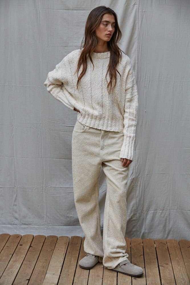 By Together - W2237 | Knit Sweater Cotton Acrylic Wide Ribbed Pullover