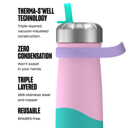 S'well - 16oz Pastel Paradise Traveler with Flip Straw Lid