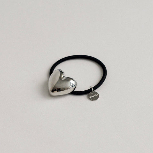 nar'sha - Heart-Shaped Metal Cuff Hair Tie | Silver