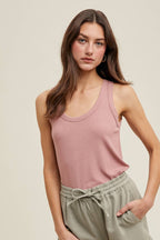 Wishlist Apparel - BASIC SCOOP NECK RIBBED KNIT TANK