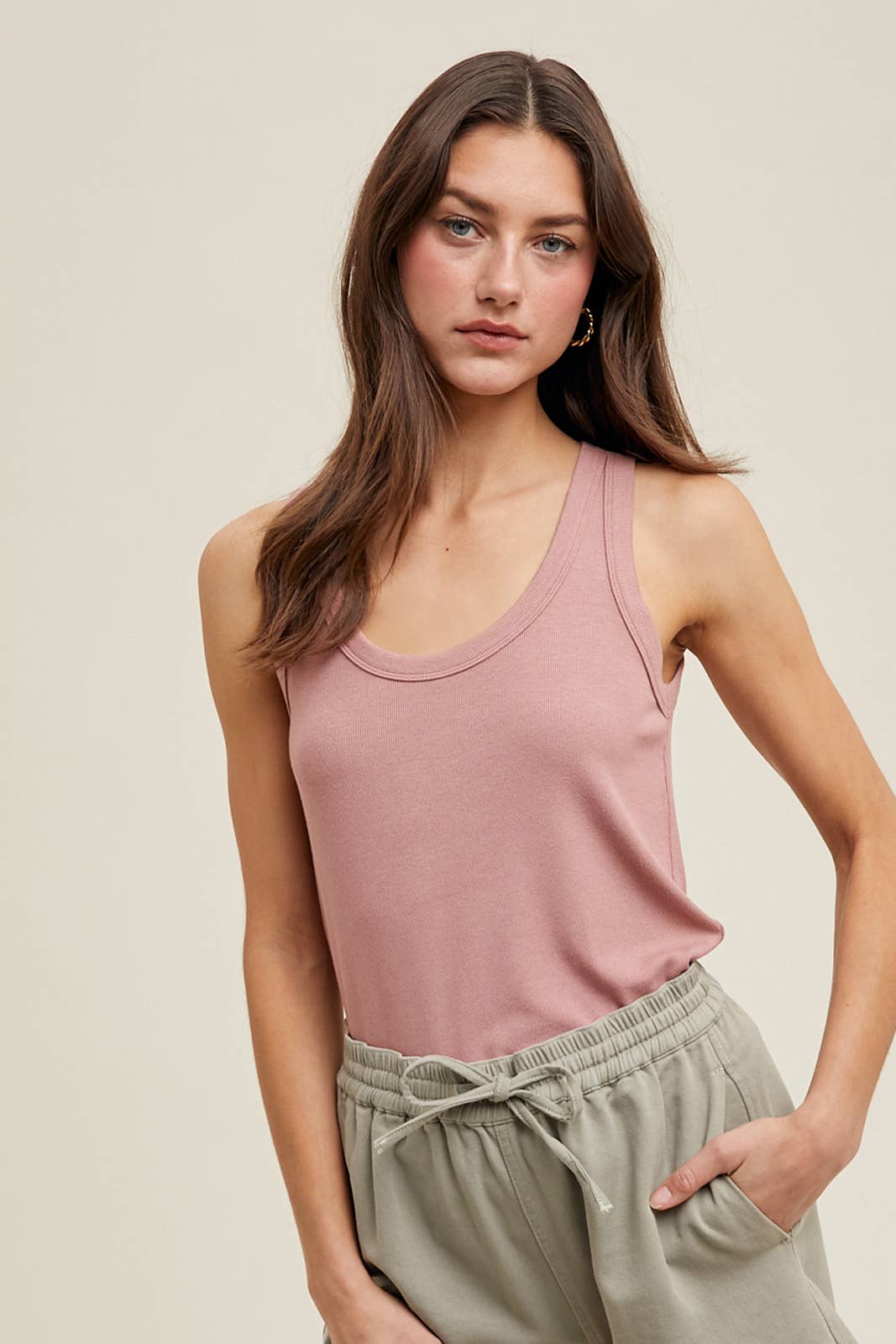 Wishlist Apparel - BASIC SCOOP NECK RIBBED KNIT TANK