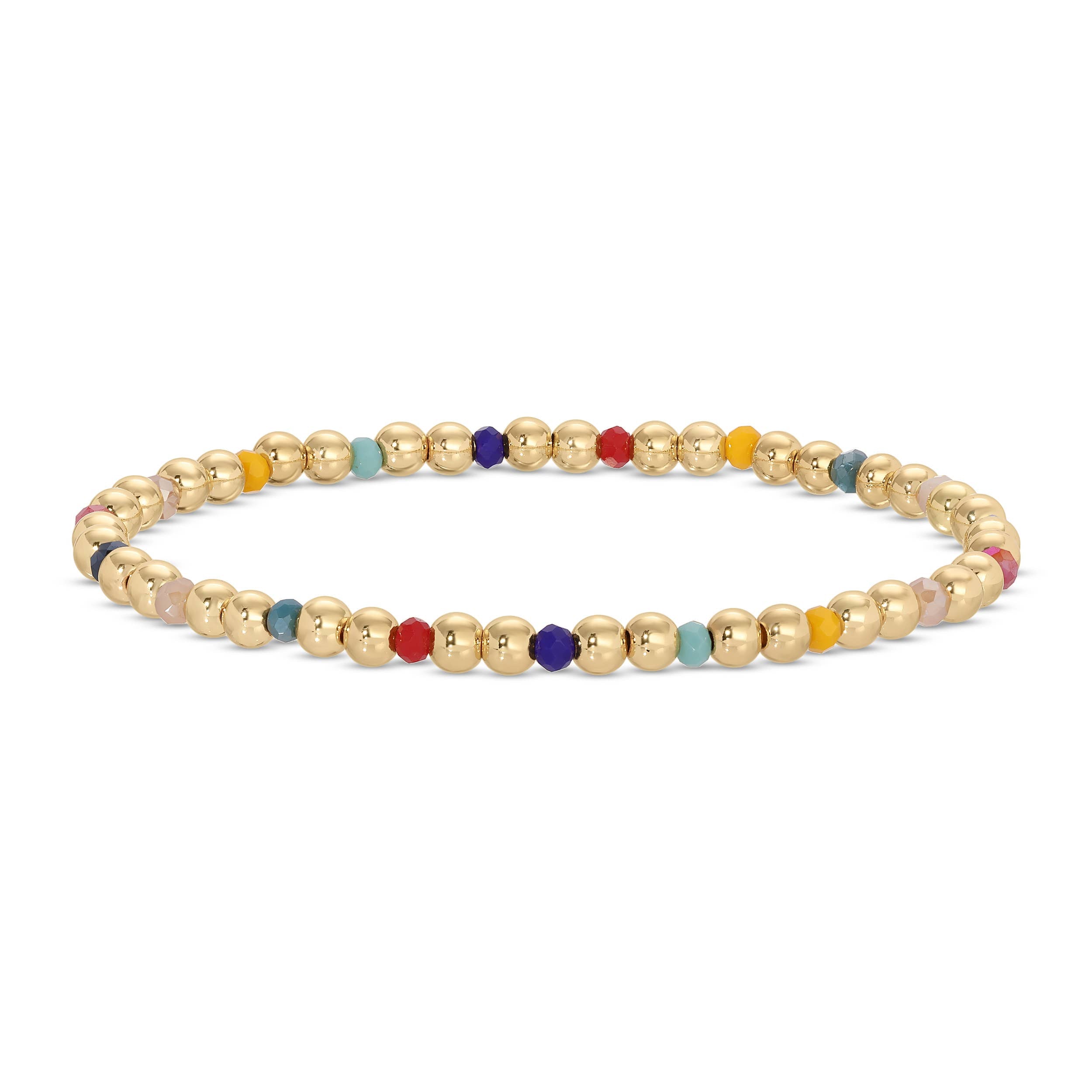 Splendid Iris - 4mm Bead & Crystal Stretch Bracelets - Assorted Colors