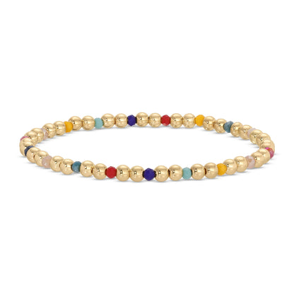 Splendid Iris - 4mm Bead & Crystal Stretch Bracelets - Assorted Colors