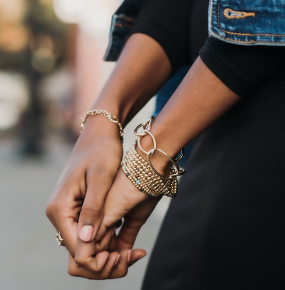 Splendid Iris - 4mm Bead Stretch Bracelets - Silver