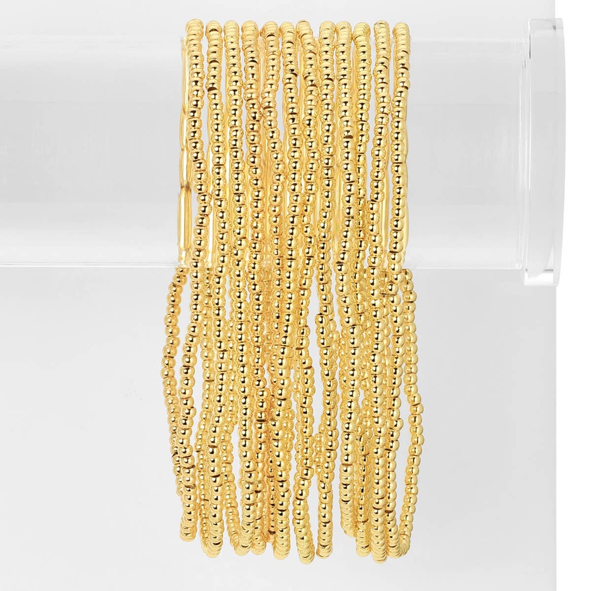 Splendid Iris - Classic Beaded Stretch Bracelets: Gold / 4mm