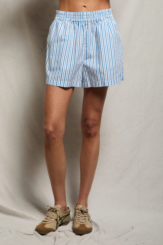 perfectwhitetee - julie poplin pull on shorts w/pockets - pacific blue