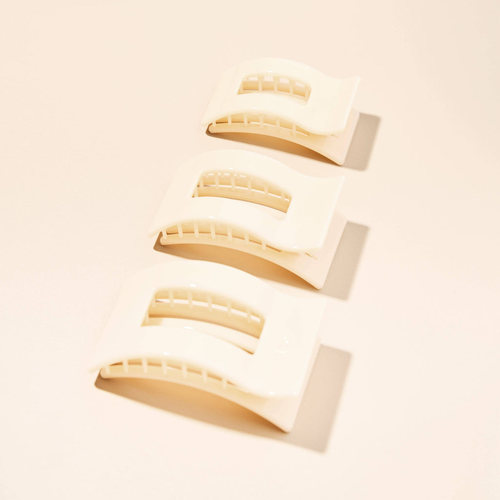 TELETIES - Flat Rectangle Hair Clip | Large | Almond Beige