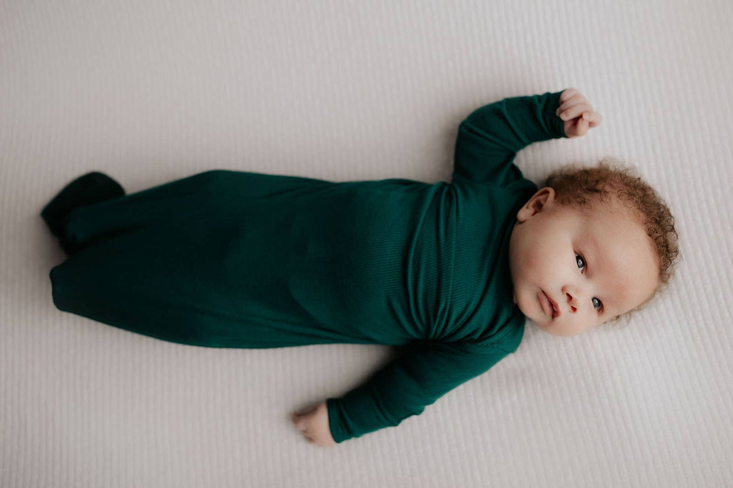 Three Little Tots - Forest Green Ribbed Knotted Newborn Baby Gown Sleepwear