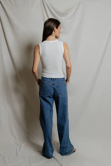 perfectwhitetee kendra brushed sweater tank  - pacific blue
