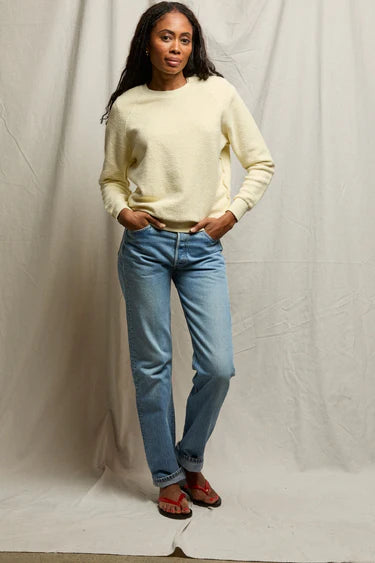 perfectwhitetee -  ziggy inside-out shrunken crewneck sweatshirt - custard