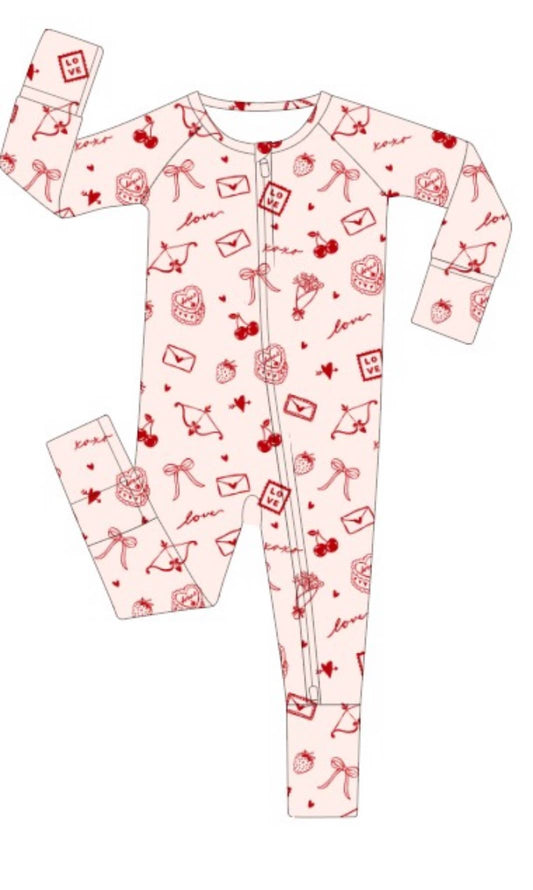 Lil Krew & Co - Love Letters Bamboo Zip Pajamas