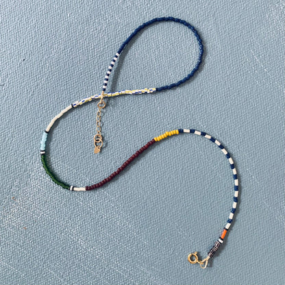 Alice Rise - Mosaic choker necklace in navy/olive