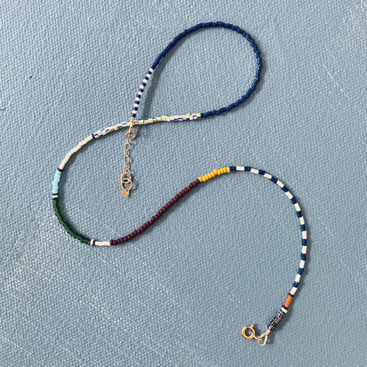 Alice Rise - Mosaic choker necklace in navy/olive