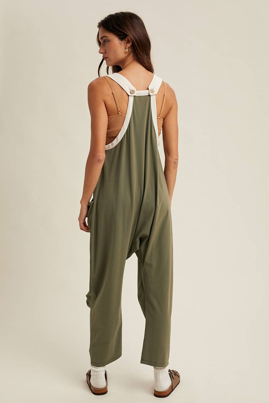 Wishlist Apparel - CONTRAST BUTTON-UP CAMI JUMPSUIT