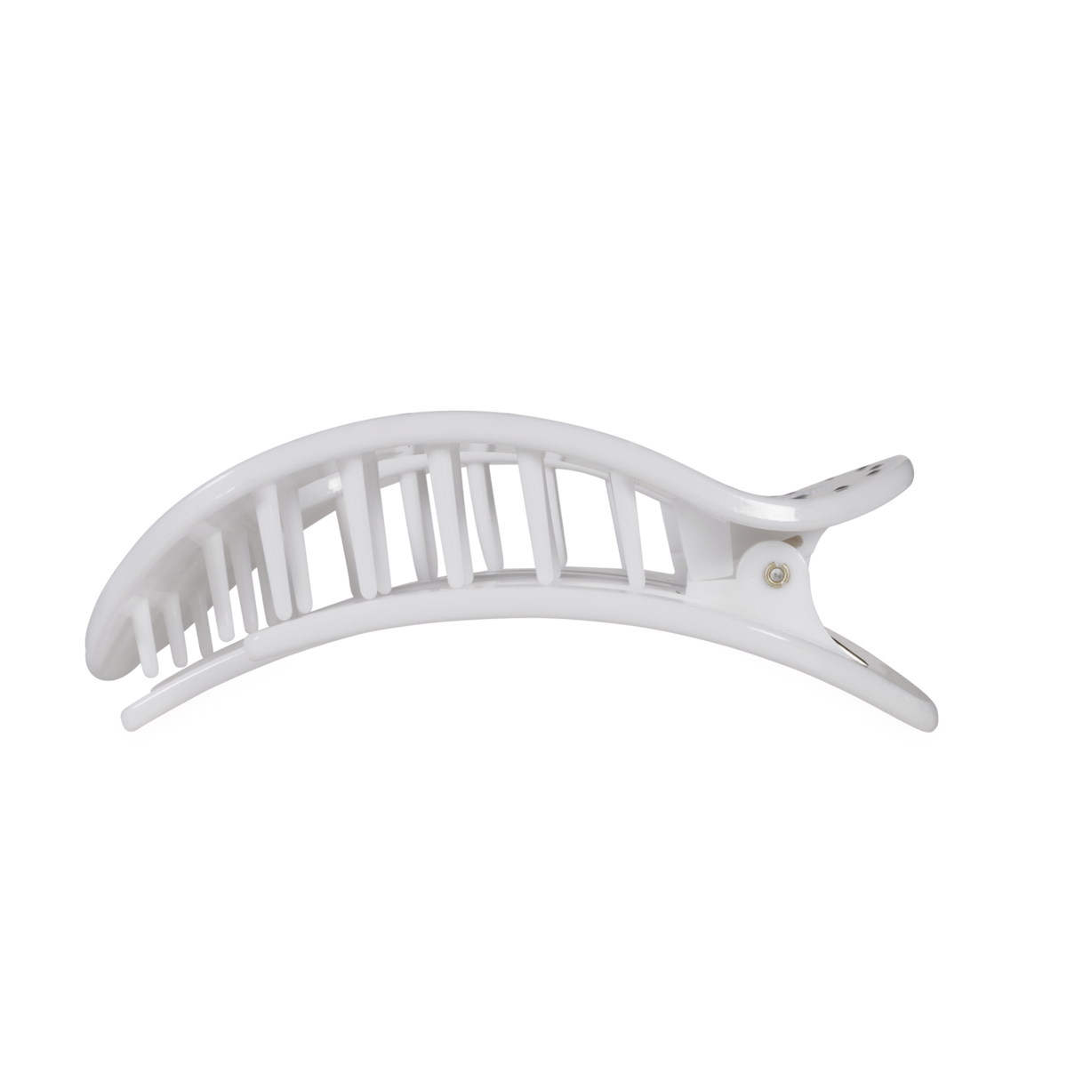 TELETIES - White Polka Dot Party Large Flat Round Hair Clip