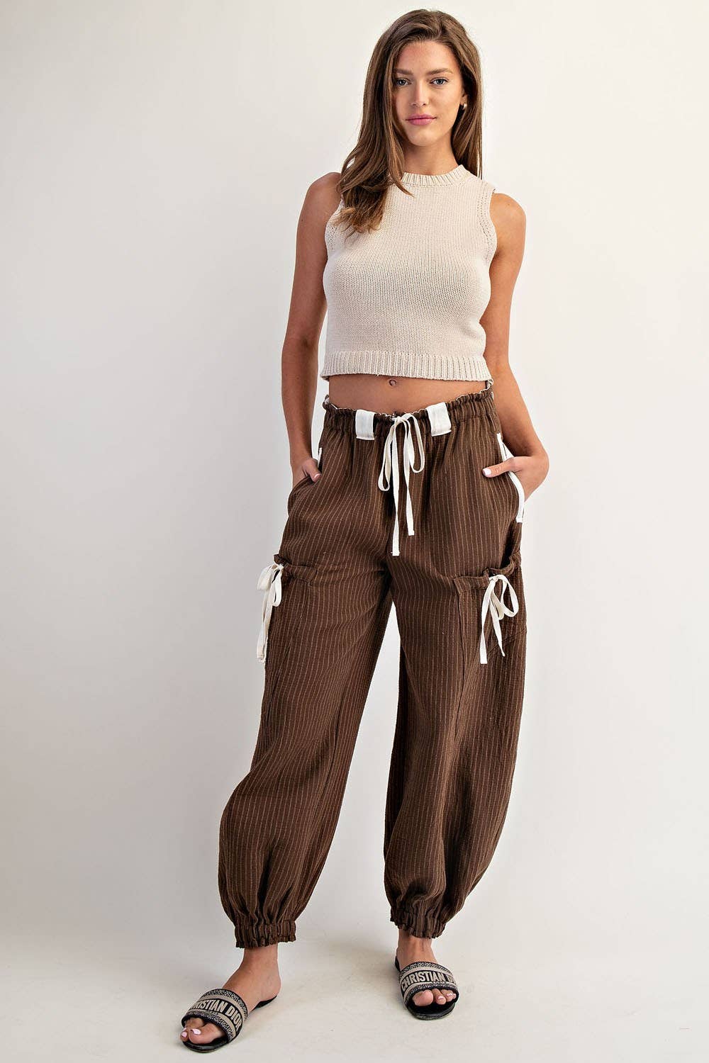 Clara Striped Drawstring Jogger Pants