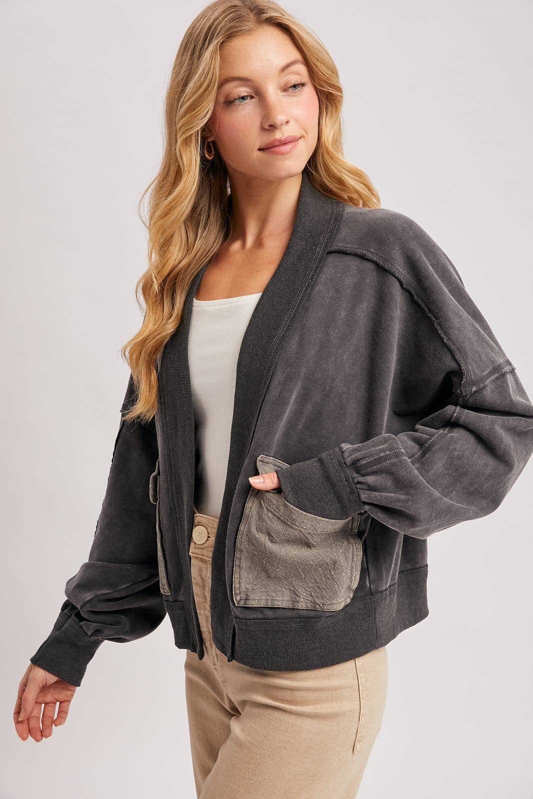Luna Garment Washed Cardigan