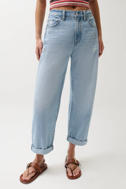 Pistola Donny Rolled Hem Boyfriend Jeans - Old Blues