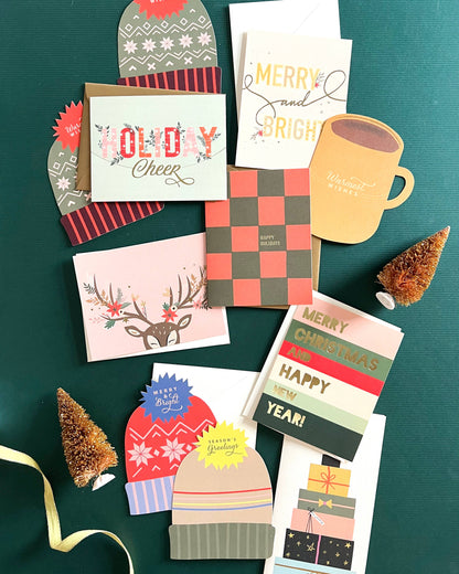 Holiday Checkerboard Christmas Greeting Cards Boxed Set