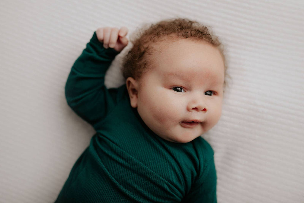 Three Little Tots - Forest Green Ribbed Knotted Newborn Baby Gown Sleepwear