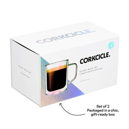 CORKCICLE - Glass Mug - 12oz Double Pack - Clear