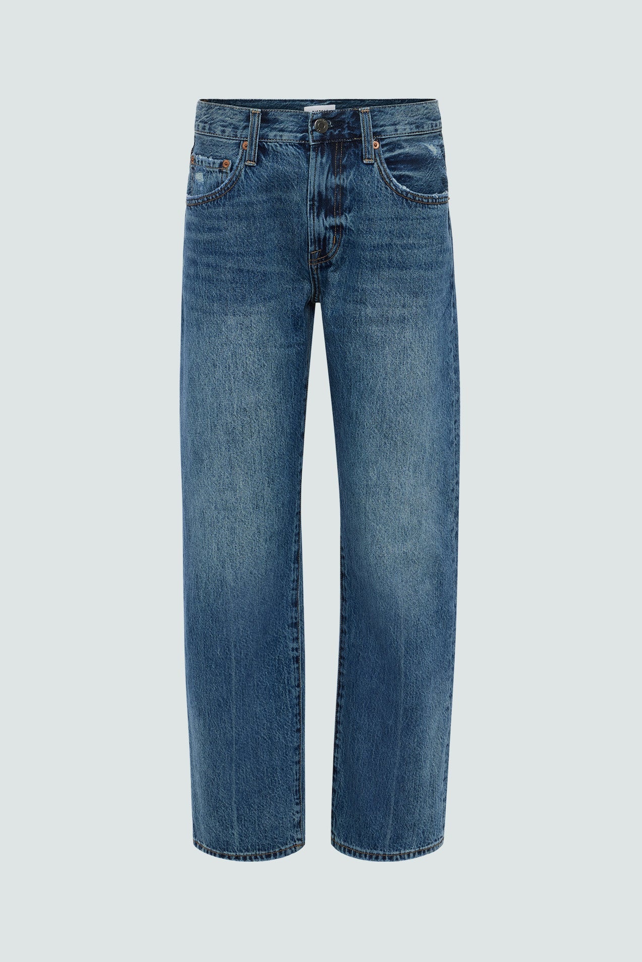 Pistola Lexi Mid Rise Bowed Straight Denim Jeans - Moonwave
