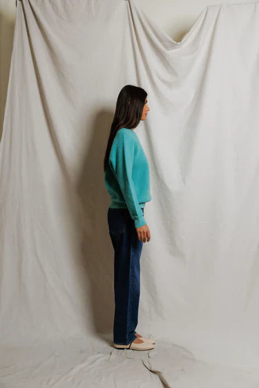 perfectwhitetee - ziggy inside out shrunken sweatshirt - teal blue