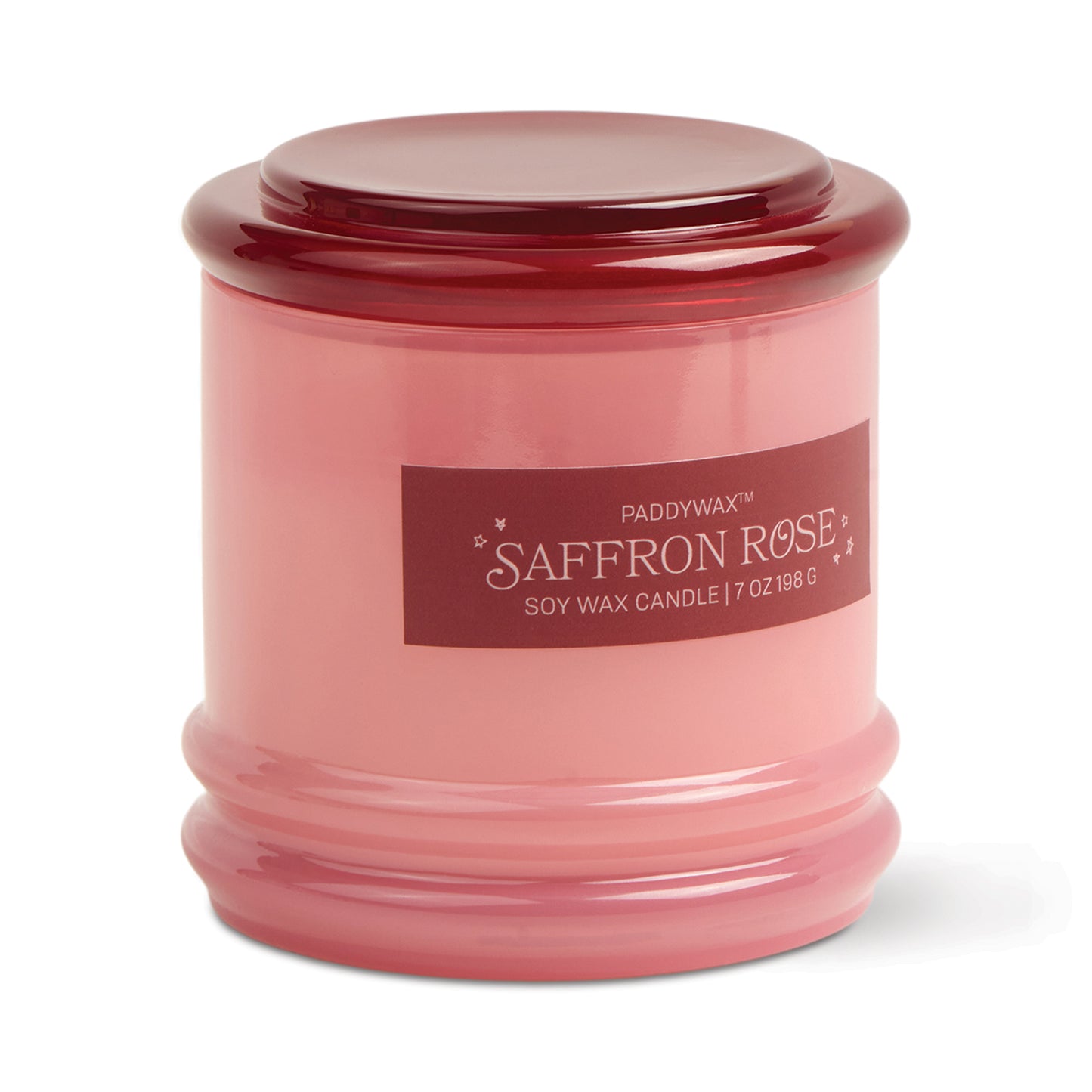 Paddywax Stacked Glass 7oz Candle - Red & Pink - Saffron Rose