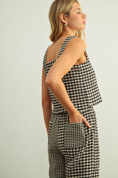 Jillian Gingham Sleeveless Top