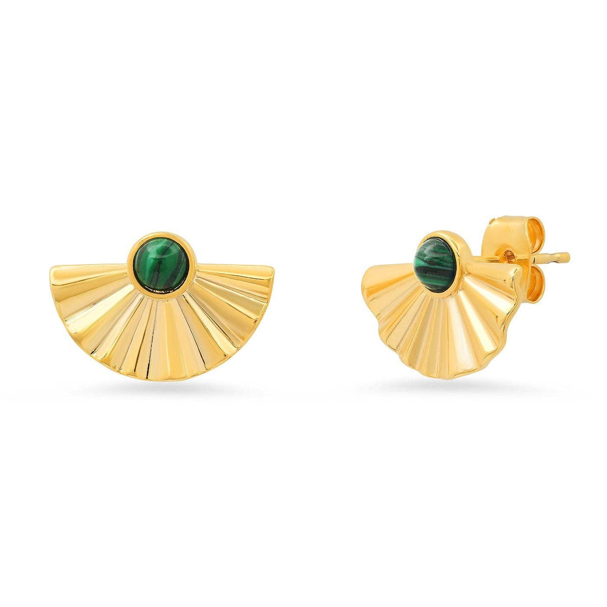Tai Jewelry - Fan Shaped Malachite Art Deco Studs