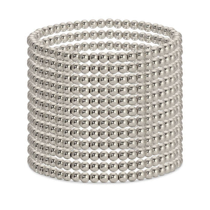 Splendid Iris - 4mm Bead Stretch Bracelets - Silver