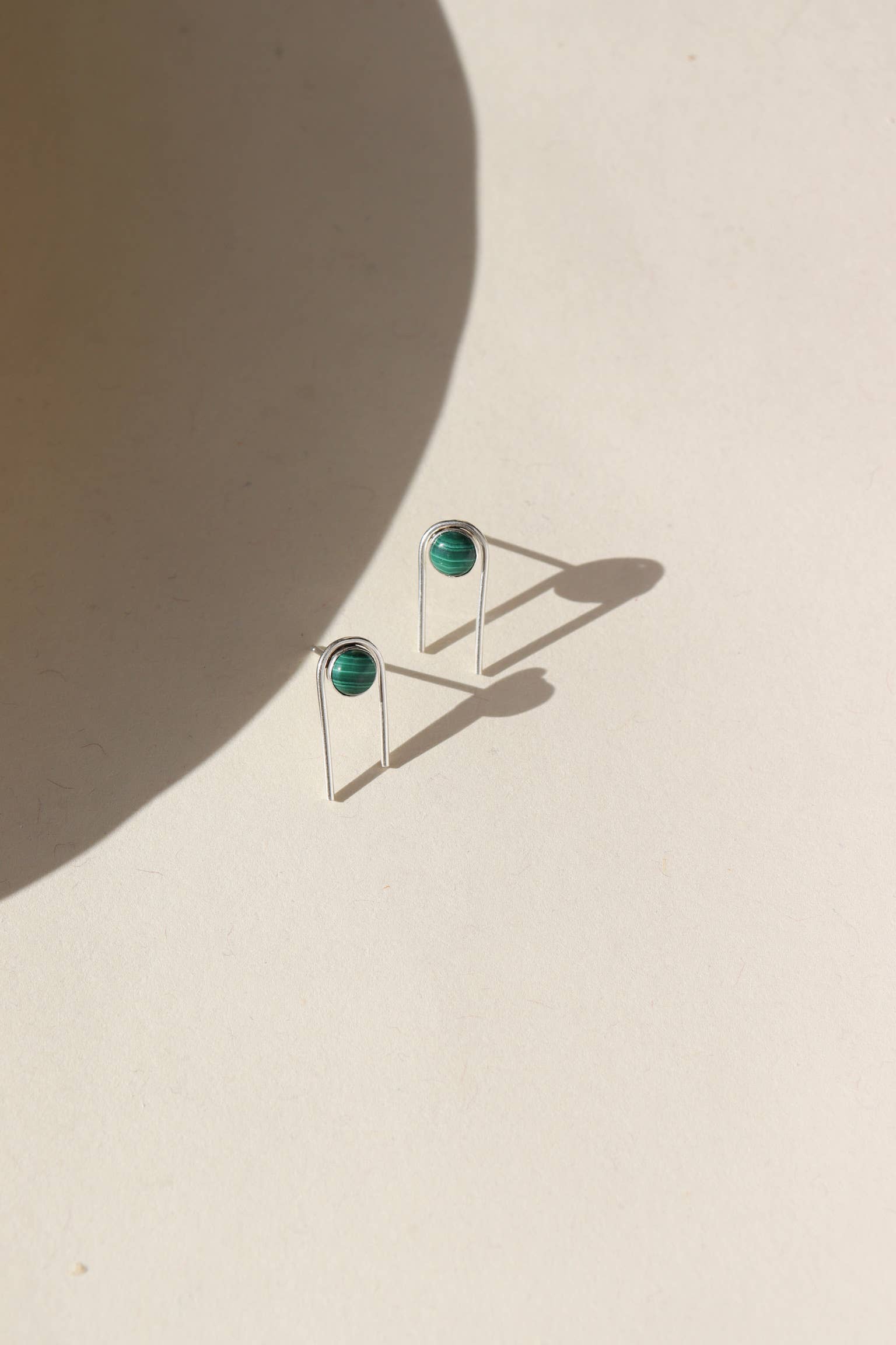 Token Jewelry - Arc Studs with Malachite | Green Stud Earrings
