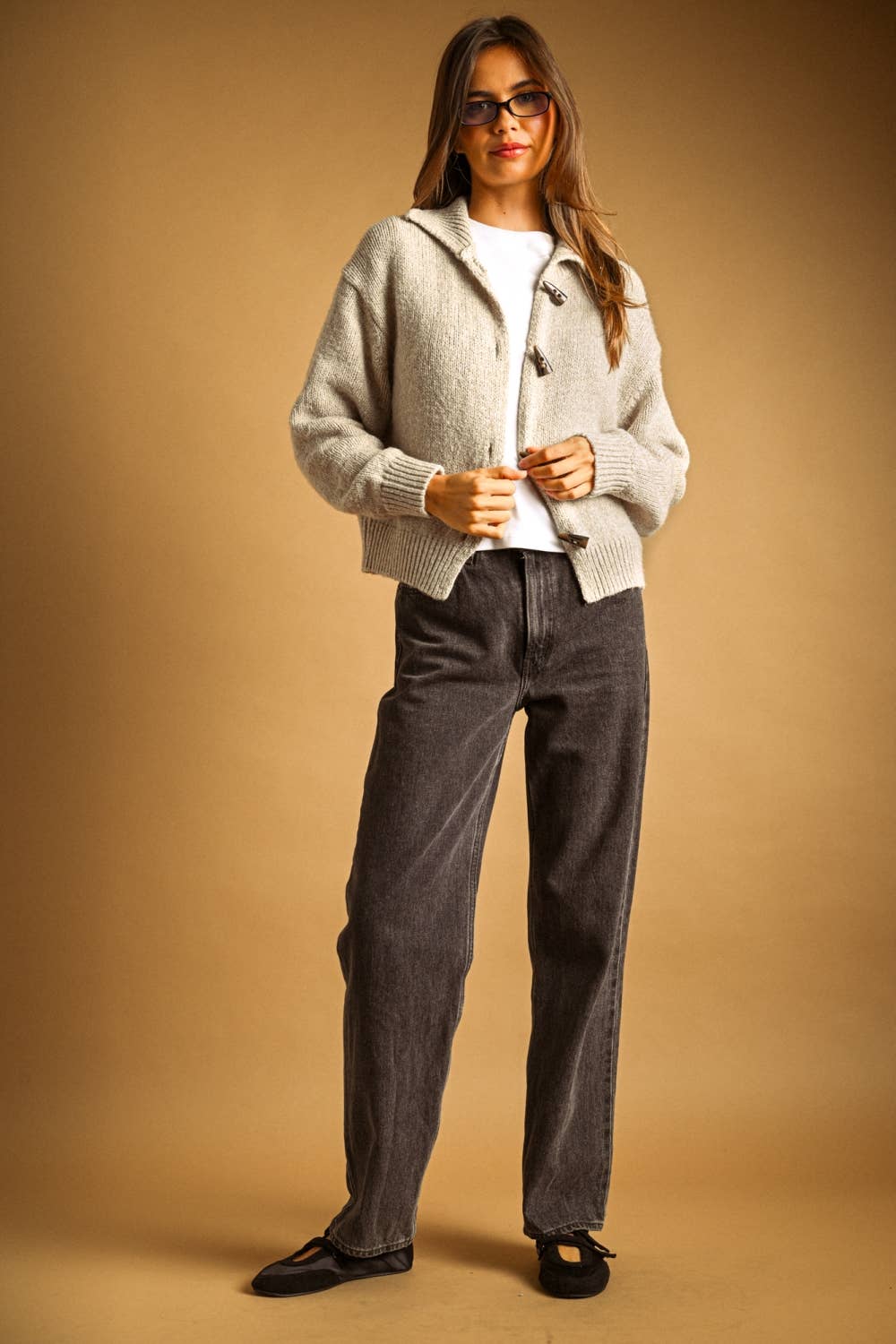 Frankie Cardigan Sweater w/ Toggle Closure - Oatmeal