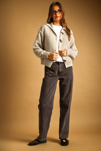 Frankie Cardigan Sweater w/ Toggle Closure - Oatmeal