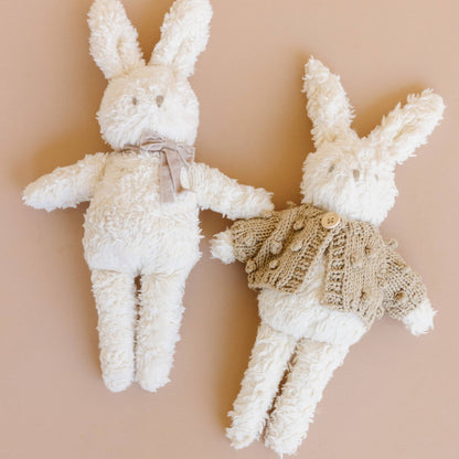 The Blueberry Hill - Plush Bunny Taupe Velvet Bow Baby Kid Organic Neutral