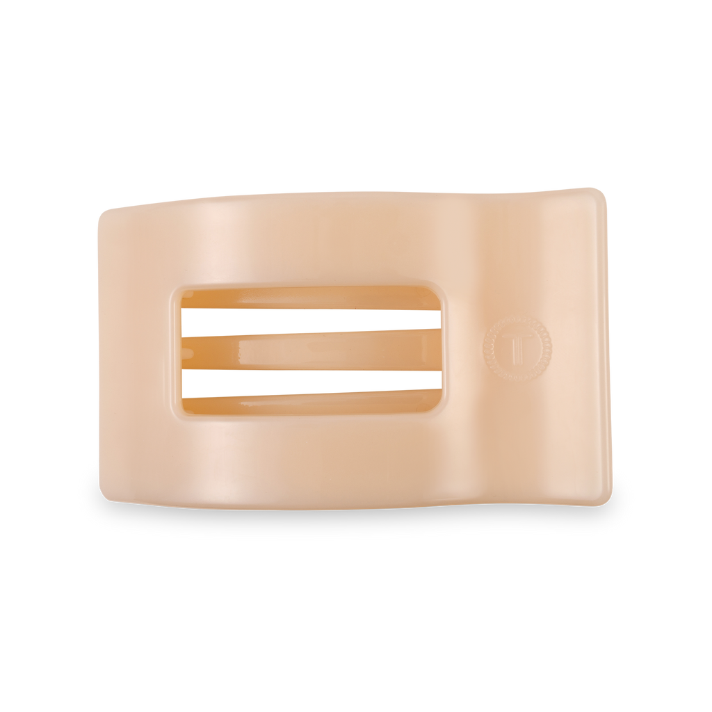 TELETIES - Flat Rectangle Hair Clip | Medium | Almond Beige