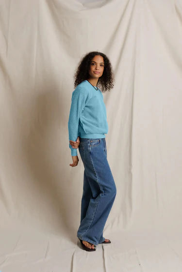 perfectwhitetee - ziggy inside out shrunken sweatshirt - milky blue