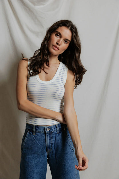 perfectwhitetee kendra brushed sweater tank  - pacific blue