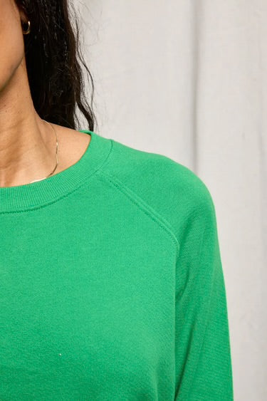 perfectwhitetee alexi french terry raglan crew sweatshirt - grass green